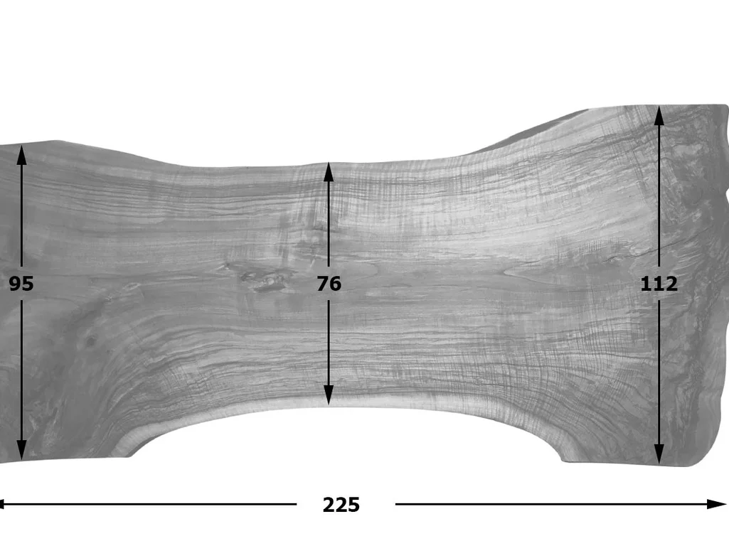 Baum Tischplatte Nussbaum massiv Unikat Nr. 221 - Skizze
