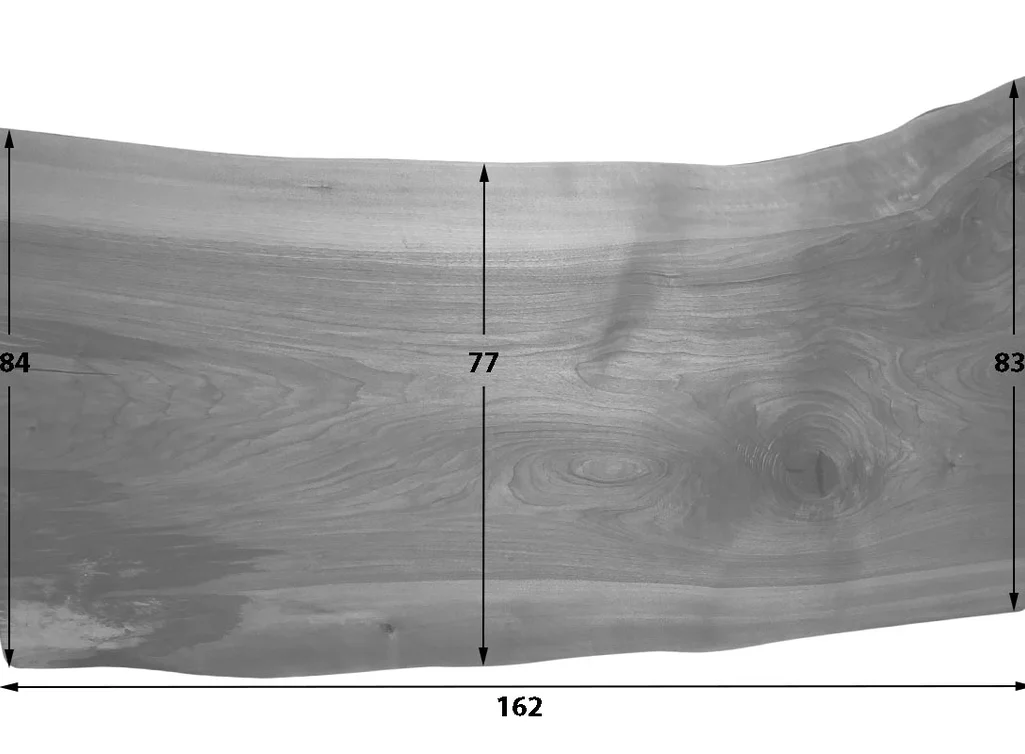 Baumkanten Tischplatte aus europäischem Nussbaum Unikat Nr.211 Skizze