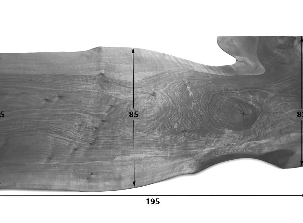 Baum Tischplatte Nussbaum massiv Unikat Nr.208 Skizze