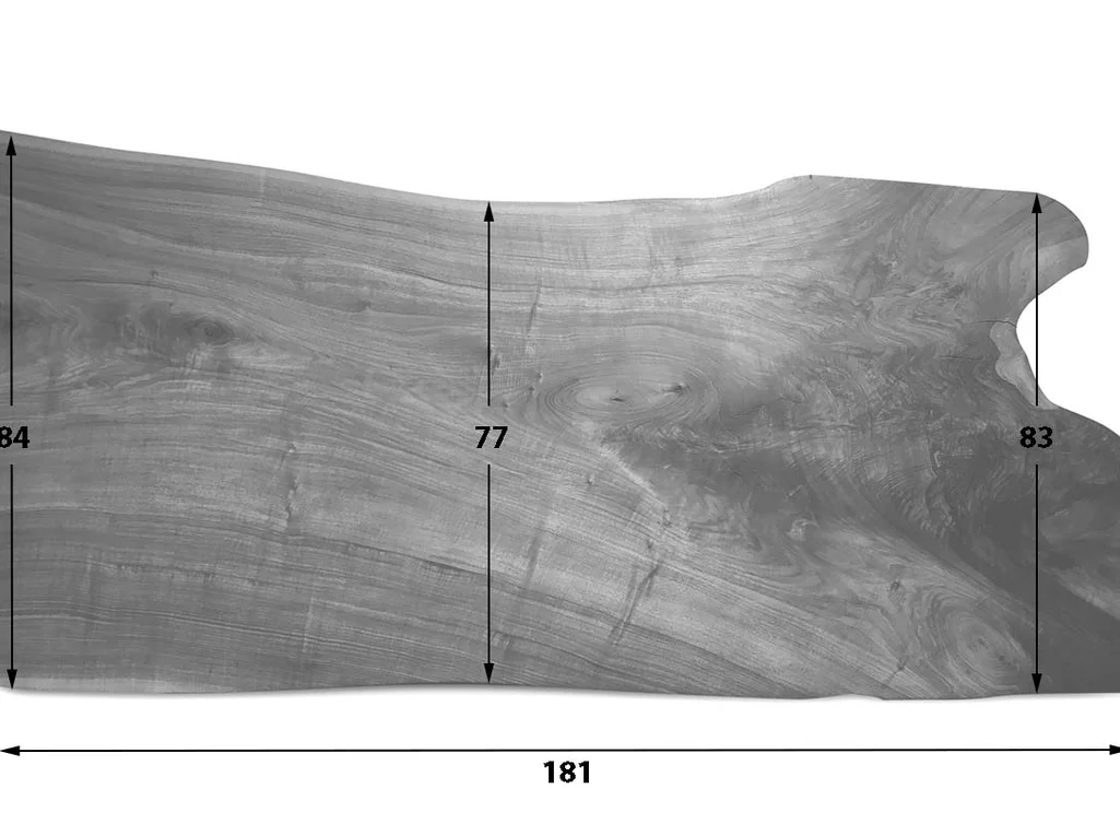 Tischplatte Walnussbaumkantenscheibe vollmassiv Unikat 210 Skizze