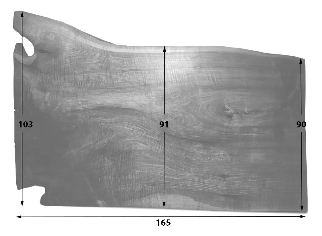 Baumscheibentischplatte aus Nussbaum Unikat 209 Skizze