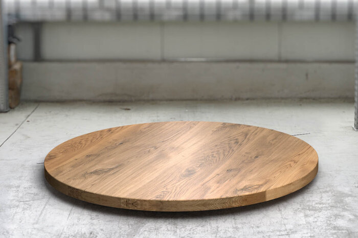 Tischplatte rund Massivholz Eiche 6cm nach Maß