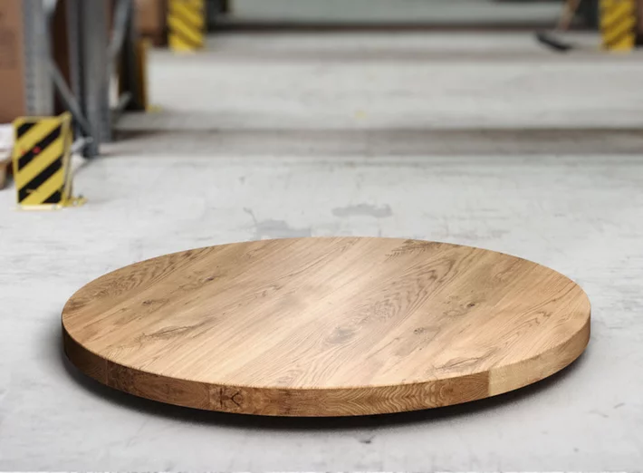 Holz Tischplatte rund Eiche nach Maß astfrei 8cm