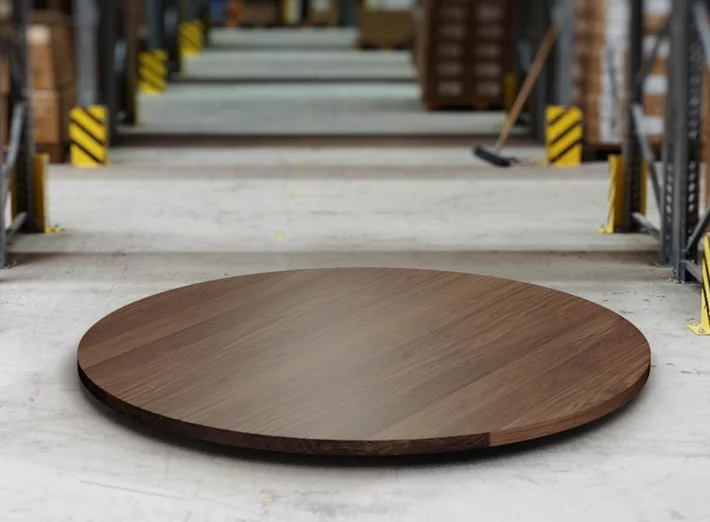 Tischplatte rund Nussbaum 4cm astfrei nach Maß produziert