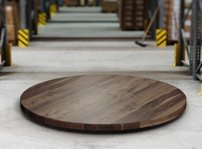 Holz Tischplatte rund Nussbaum 6cm mit Ast nach Maß