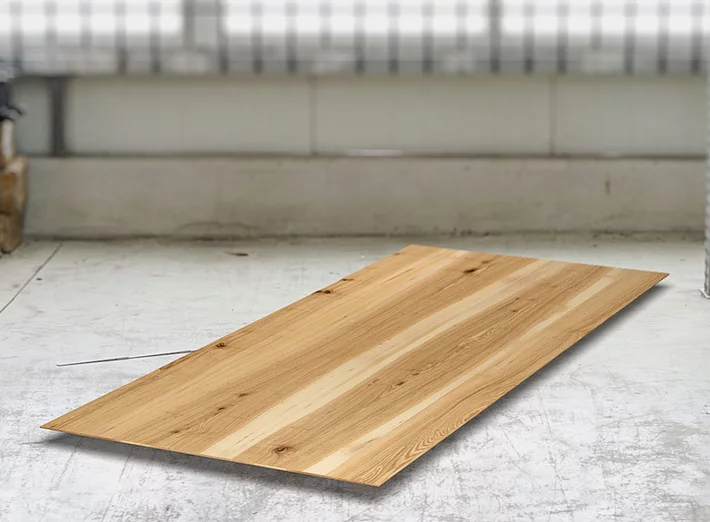 Facettenkanten Tischplatte aus Massivholz Kernesche 4cm stark