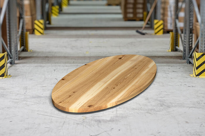 Massive Kernesche Tischplatte in einer ovalen Form 4cm stark