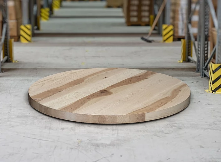 Runde Tischplatte aus Holz vom Kernahorn 8cm aufgedoppelt nach Maß