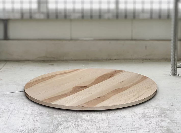 Runde Tischplatte aus Kernahorn Massivholz 4cm stark