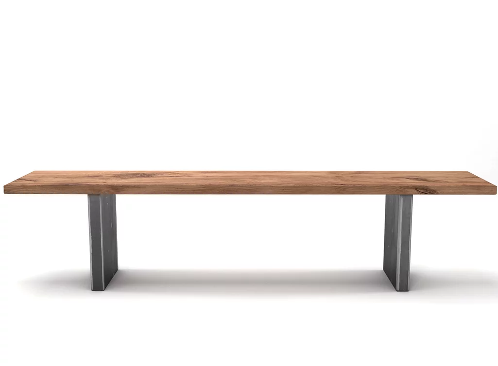 Massivholz Sitzbank mit Stahlwangen nach deinem Maß gefertigt