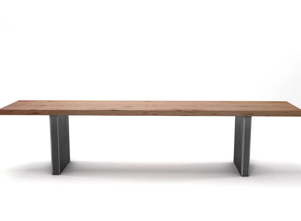 Holzbank aus Buche mit Astanteil nach deinem Maß mit Stahlwangen gefertigt