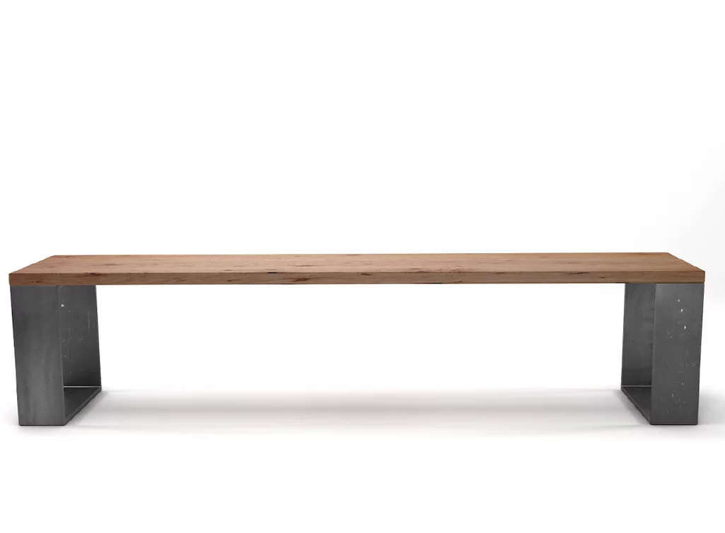 Massivholzbank aus Buche Ast mit Kufen aus Stahl im Industriedesign gefertigt. Massivholzbank aus Buche Ast mit Kufen aus Stahl im Industriedesign gefertigt.