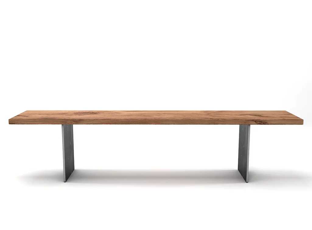 Seitliche Ansicht: Eichenbank Echtholz massiv mit Astanteil nach deinem Maß gefertigt. Seitliche Ansicht: Eichenbank Echtholz massiv mit Astanteil nach deinem Maß gefertigt.