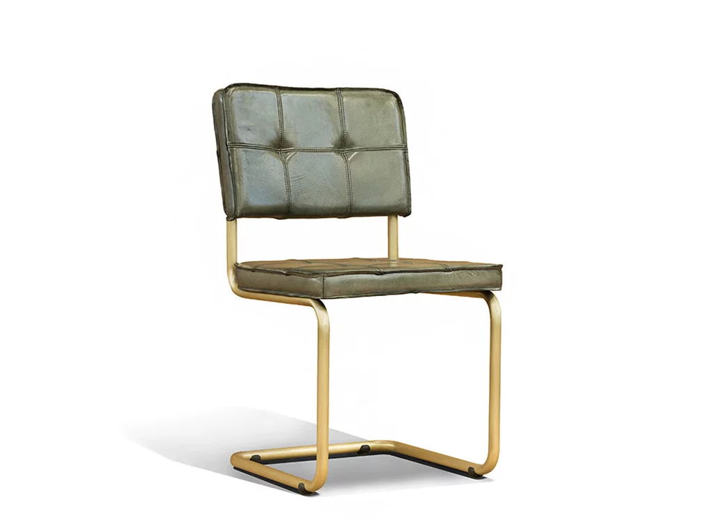 Freischwingerstuhl Leder Bauhausdesign Messing