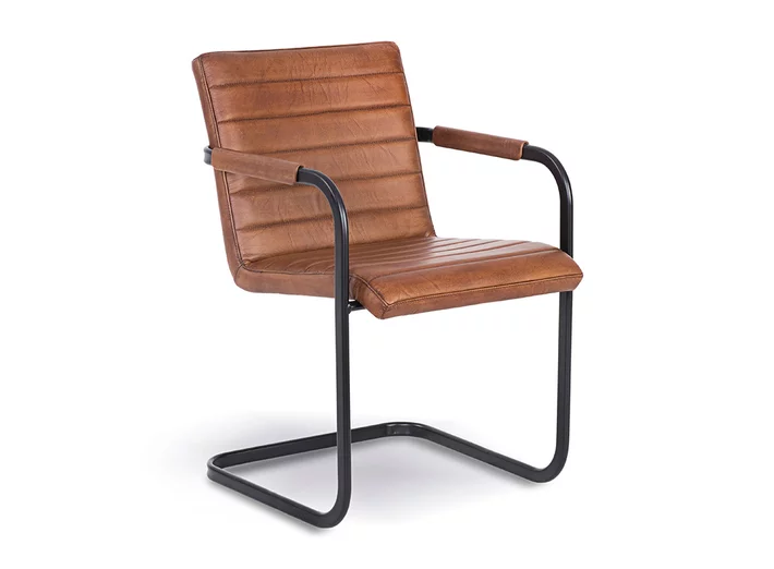 Freischwinger Stuhl aus Echtleder Modell 3B