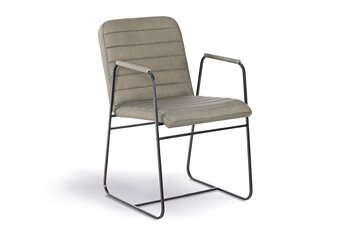 Echtleder Stuhl mit Armlehnen und Stahlkufen verarbeitet Sitzplatz 10D.