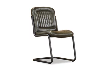 Leder Freischwinger Stuhl mit einem Stahl Gestell Modell 17B