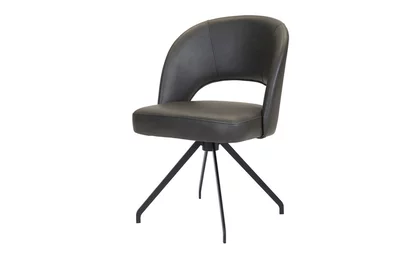 Schreibtisch Drehstuhl aus Leder mit schwarzen Metallfüßen - 15A Schreibtisch Drehstuhl aus Leder mit schwarzen Metallfüßen - 15A