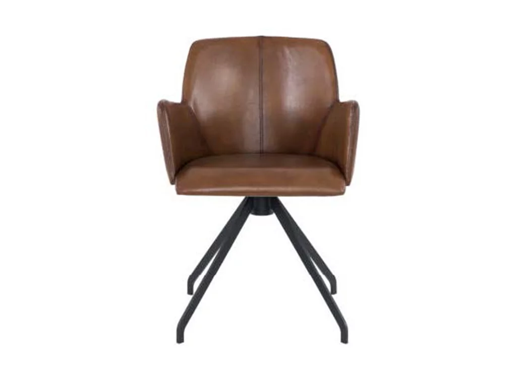 Leder Drehstuhl aus echtem Büffelleder und Metallfüßen