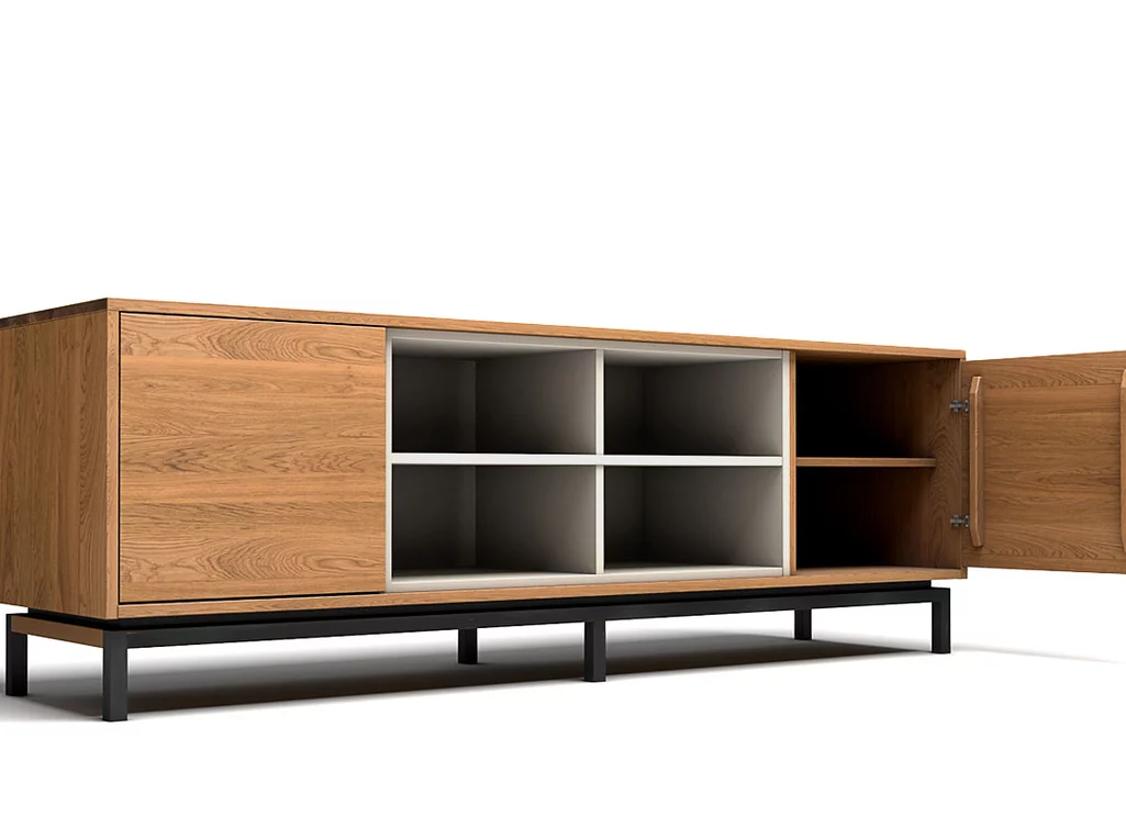 Sideboard in Maßfertigung mit 4 Fächern und 2 Türen Sideboard in Maßfertigung mit 4 Fächern und 2 Türen