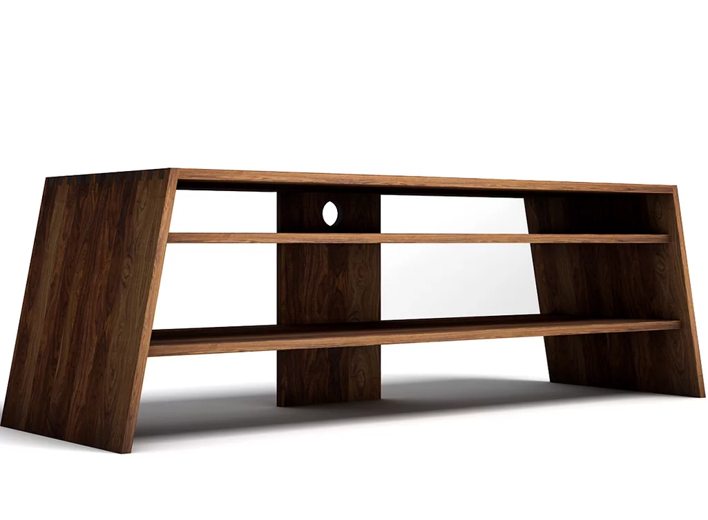 Moderner Media Tisch aus massivem Nussbaum in moderner Ausführung
