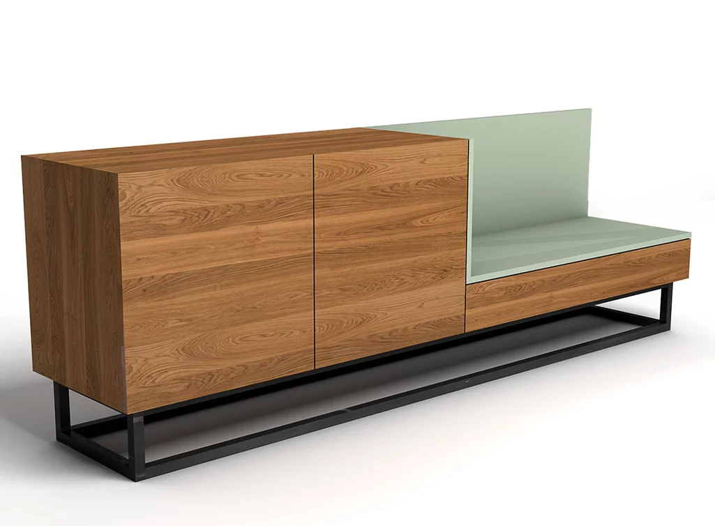 Minimalistisches Fernsehboard aus massivem Eichenholz