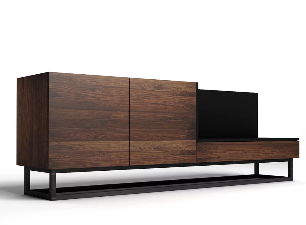 Massives Medien Board nach Maß aus Nussbaum Massives Medien Board nach Maß aus Nussbaum