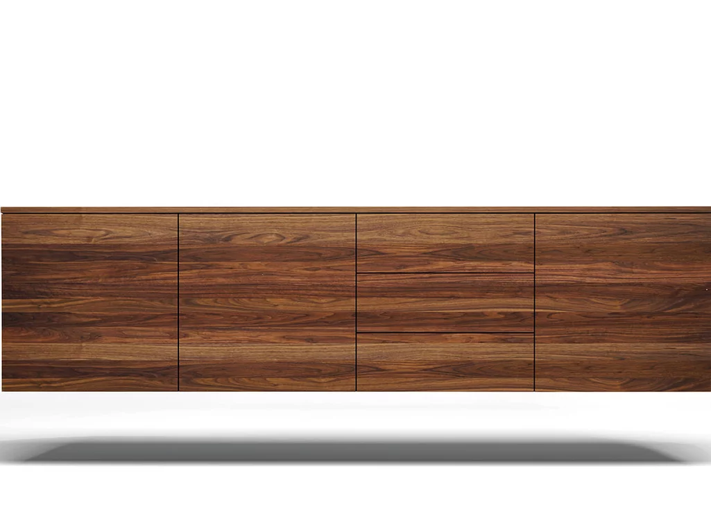 Hänge Lowboard Nussbaum massiv auf Maß