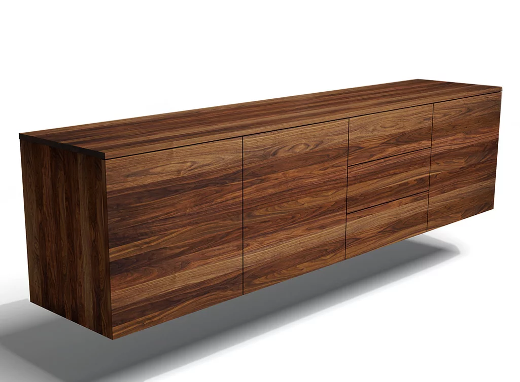 Hänge Lowboard nach Maß aus massivem Nussbaum