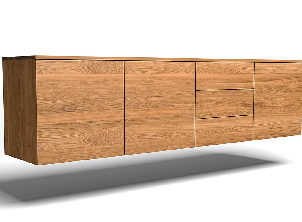 Eiche Lowboard zur Wandmontage nach Maß Eiche Lowboard zur Wandmontage nach Maß