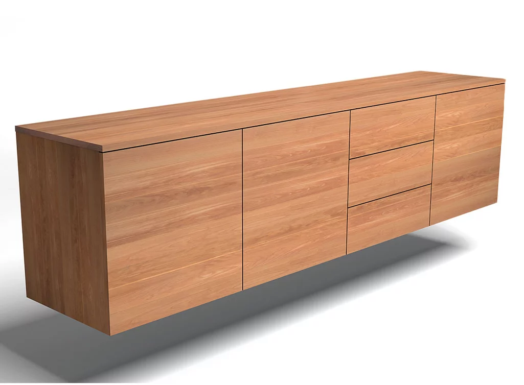 Lowboard Buche massiv wandhängend auf Maß