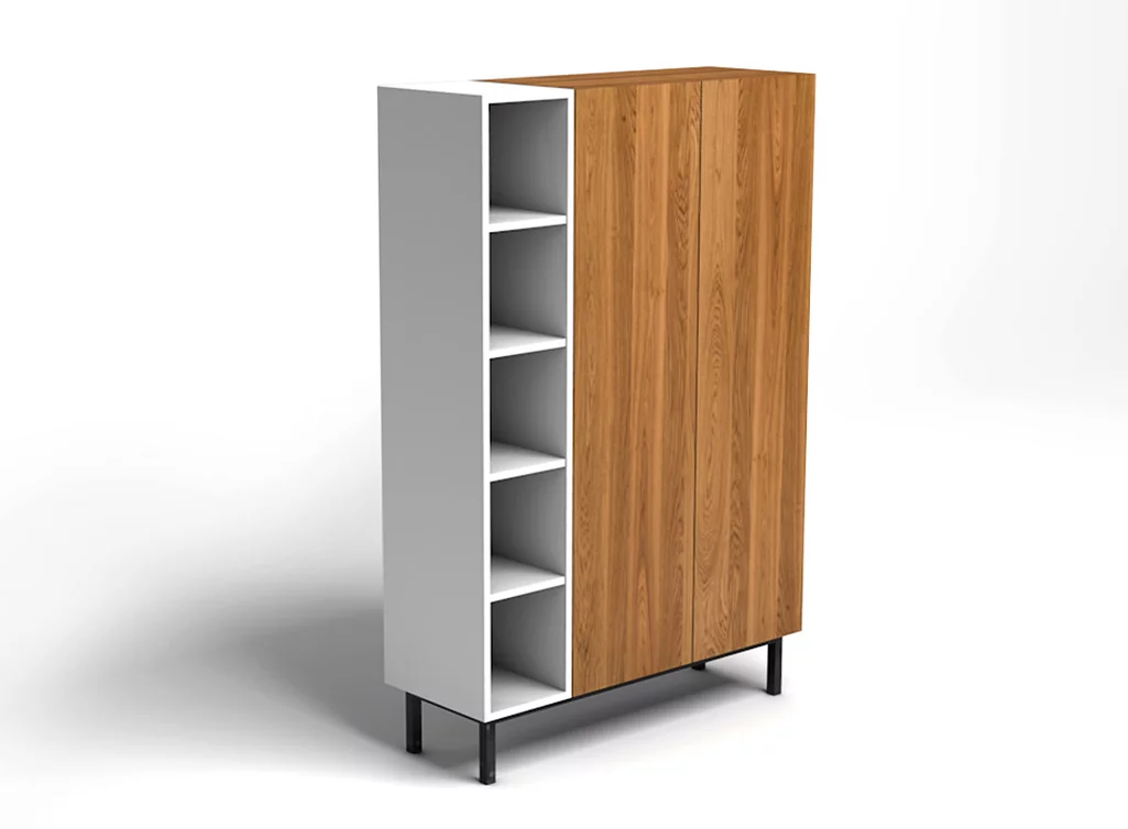 Highboard mit Regal aus Eiche massiv Highboard mit Regal aus Eiche massiv