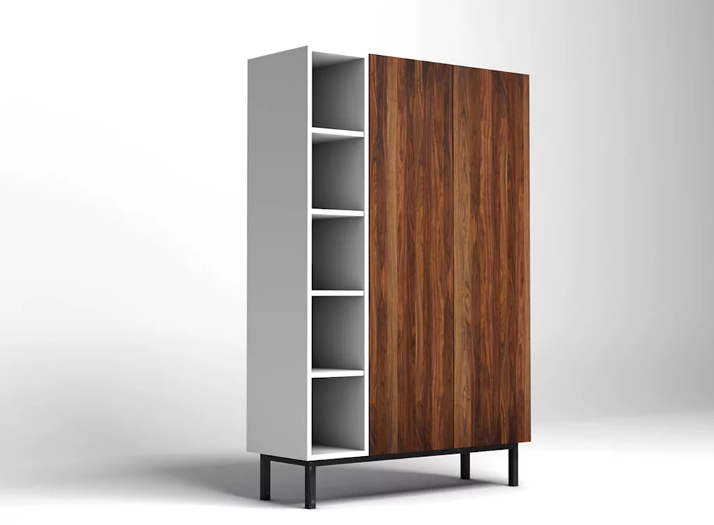 60er Jahre Highboard in Nussbaumholz