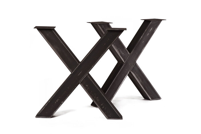 Stahlkreuz Tischgestell nach Maß im 2er Set verschiedene Stahlarten möglich