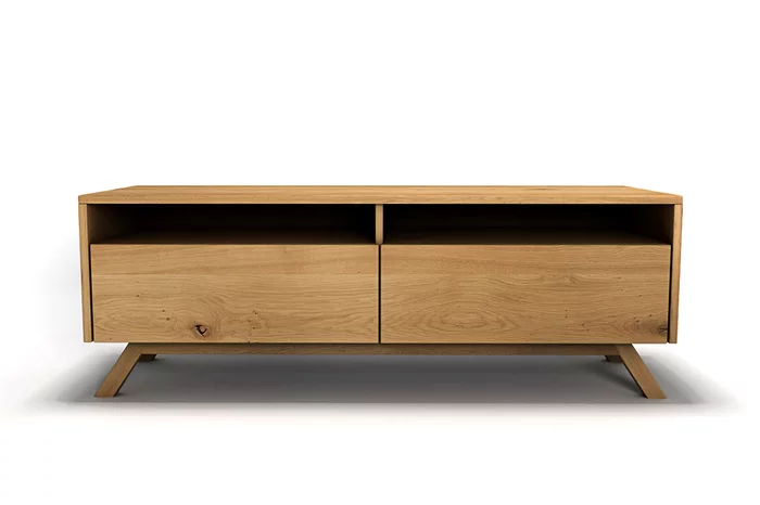 TV-Board nach Maß aus Eiche massiv mit 2 Schubladen gefertigt Modell TZM.