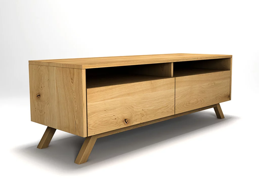 Modernes Massivholz TV-Board aus Eichenholz mit Schubladen Modernes Massivholz TV-Board aus Eichenholz mit Schubladen