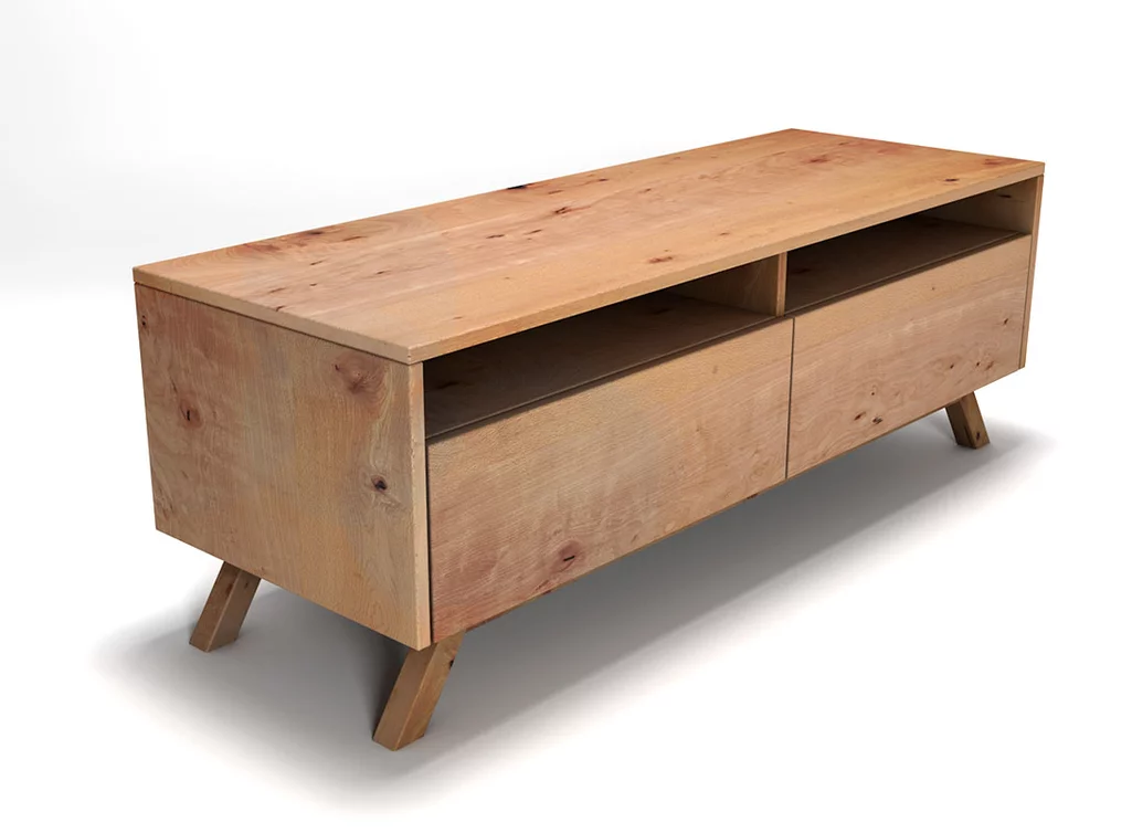 Lowboard Massivholz mit 2 Schubladen auf Maß aus Buchenholz