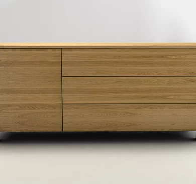 Sideboard Eiche massiv mit Drehtür und Schubladen nach Maß : Holzpiloten