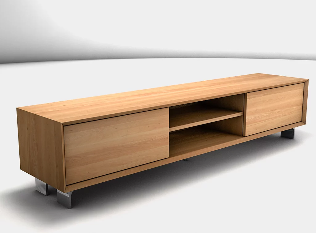 Modernes Lowboard aus massivem Buchenholz mit verschiedenen Griffen zur Auswahl
