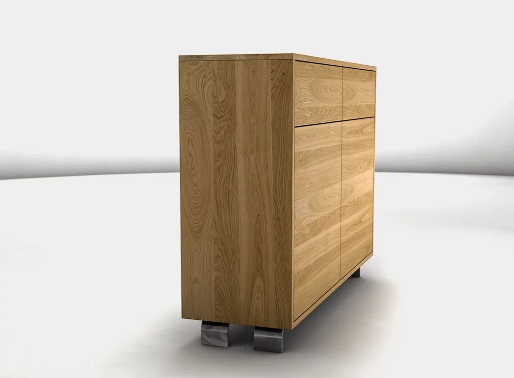 Wohnzimmer Highboard mit verschiedenen Griffen und Füßen erhältlich