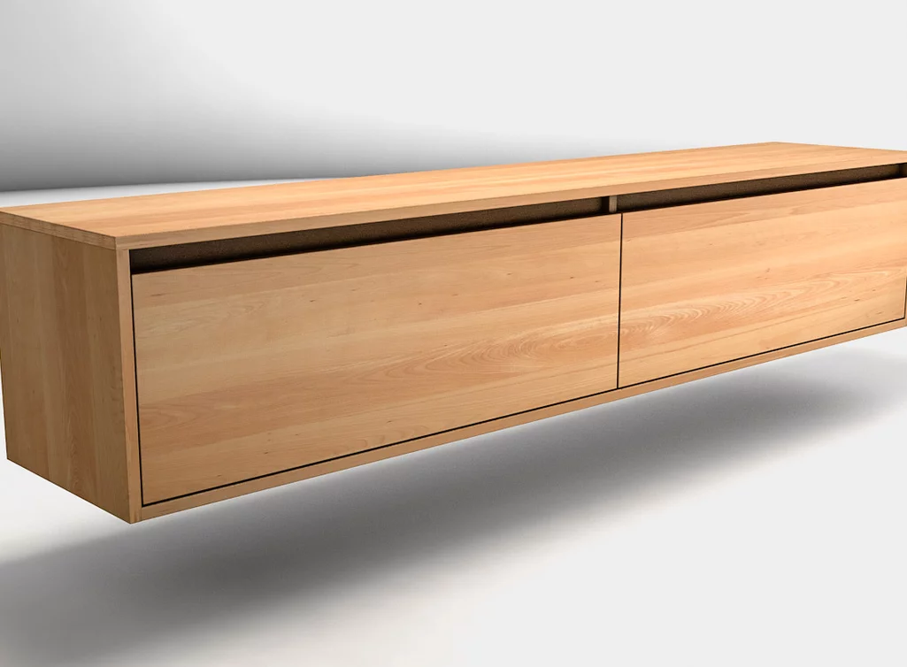 Buchenholz Lowboard massiv mit zwei Schubladen auf Maß gefertigt