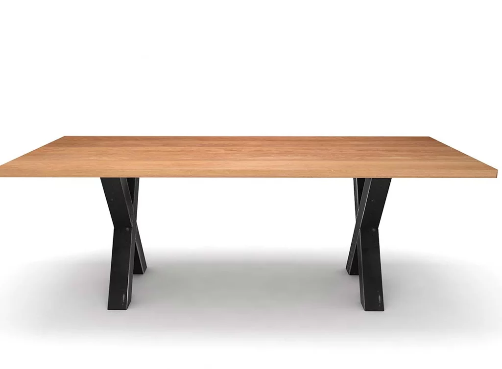 Massivholz Buche Esstisch Tischgestell Kreuze aus Eisen