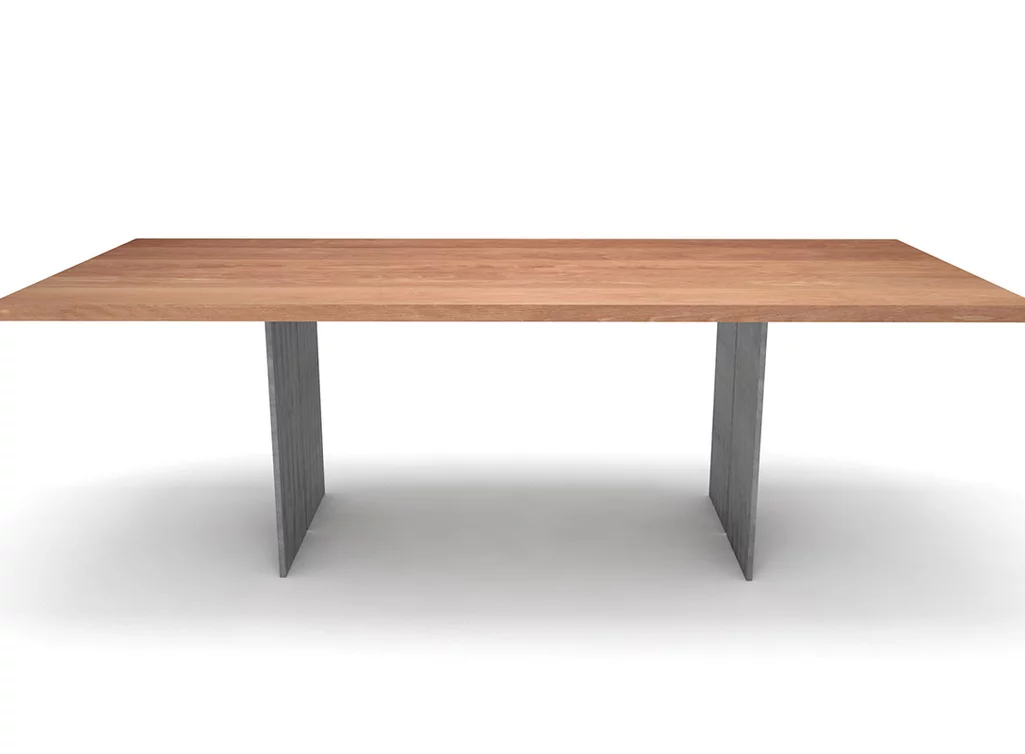 Esstisch Buche nach Maß mit Stahlwangen gefertigt