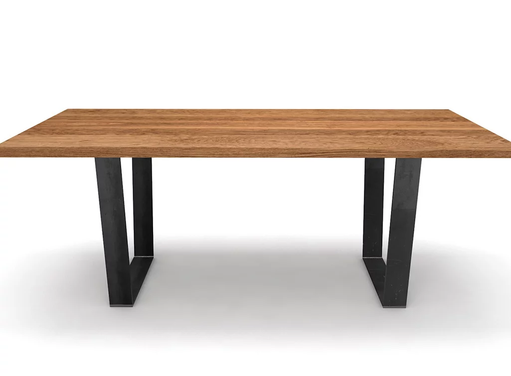 Massiver Kufen Esstisch in Eiche astfrei nach Maß