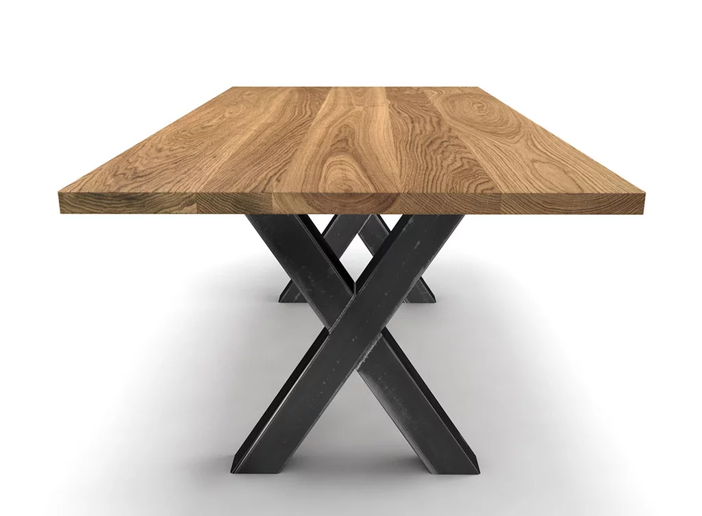 Eiche Esszimmertisch massiv auf Maß Stirnkantenansicht Eiche Esszimmertisch massiv auf Maß Stirnkantenansicht