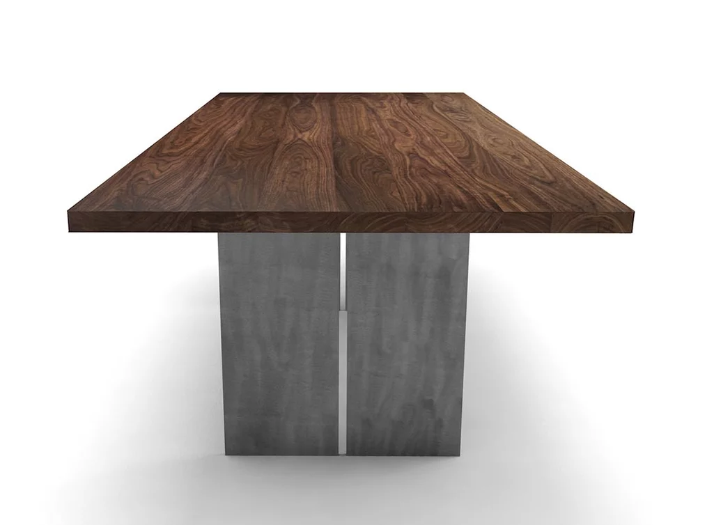 Nussbaumesstisch mit Stahlwangen Massivholz Nussbaumesstisch mit Stahlwangen Massivholz