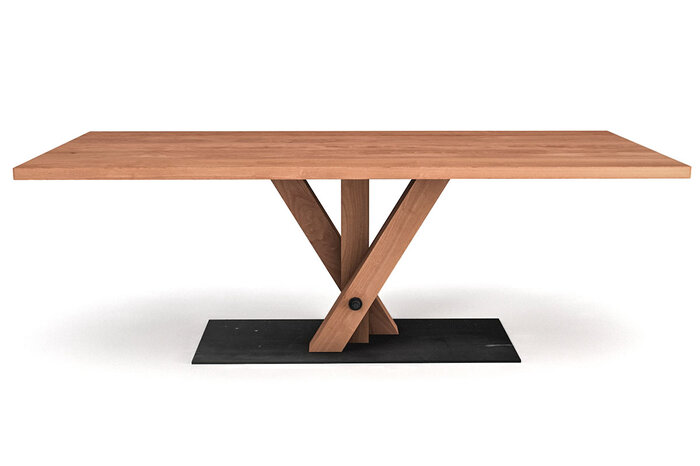 Buchenholz Esstisch nach Maß  mit Mittelfuss Tischgestell Holz in Fächerform