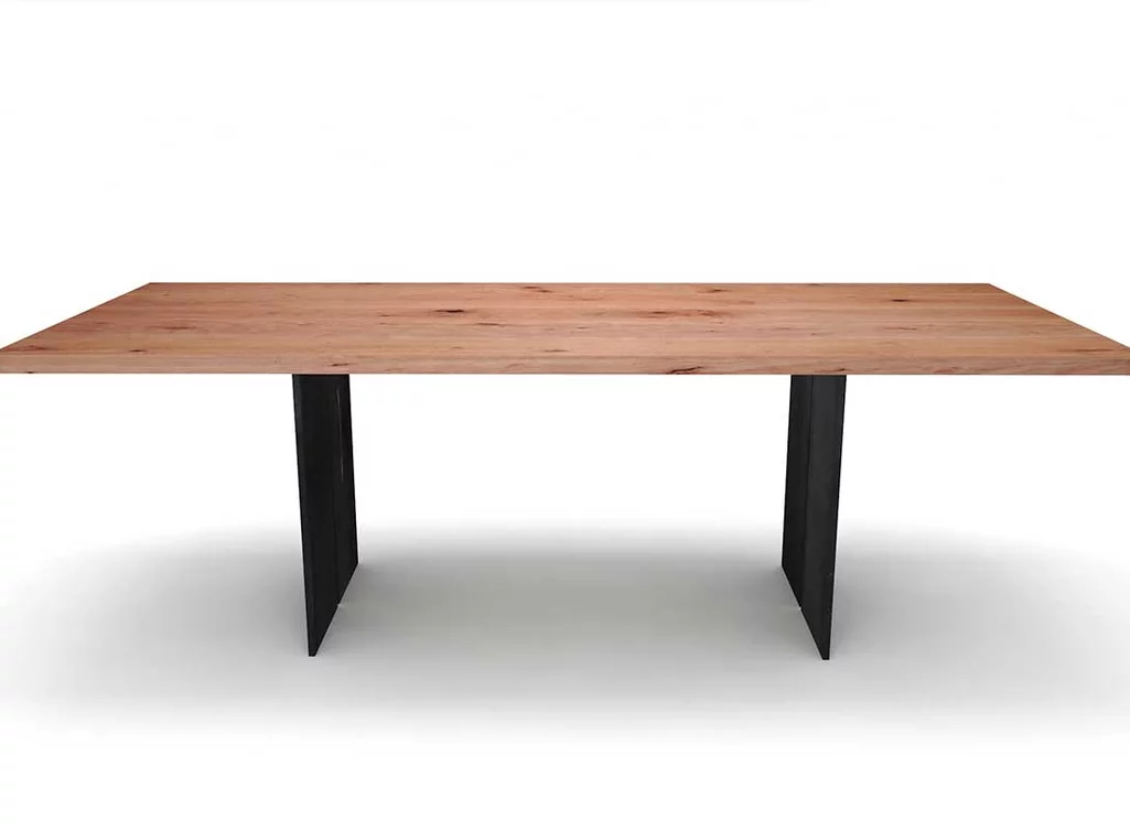 Buche Esstisch massiv nach Maß mit Eisentischwangen