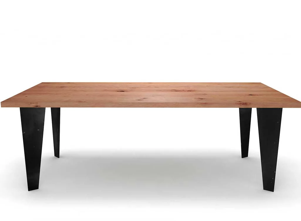 Buche Tisch mit Stahl Tischbeinen nach Maß