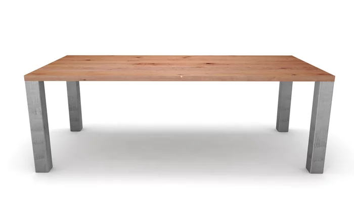 Buche Esstisch Massivholz mit Stahl Tischbeinen